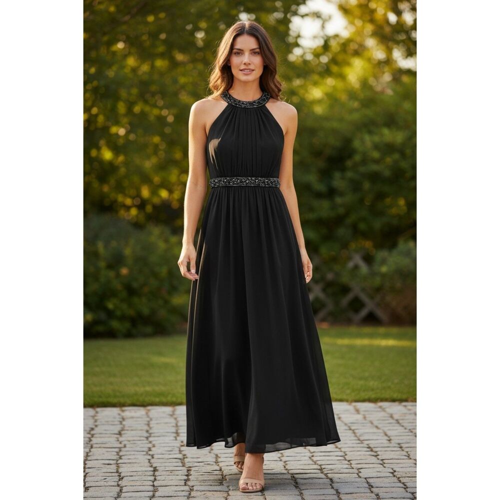 Jones Wear Black Cocktail Dress Beaded Plus Size 14